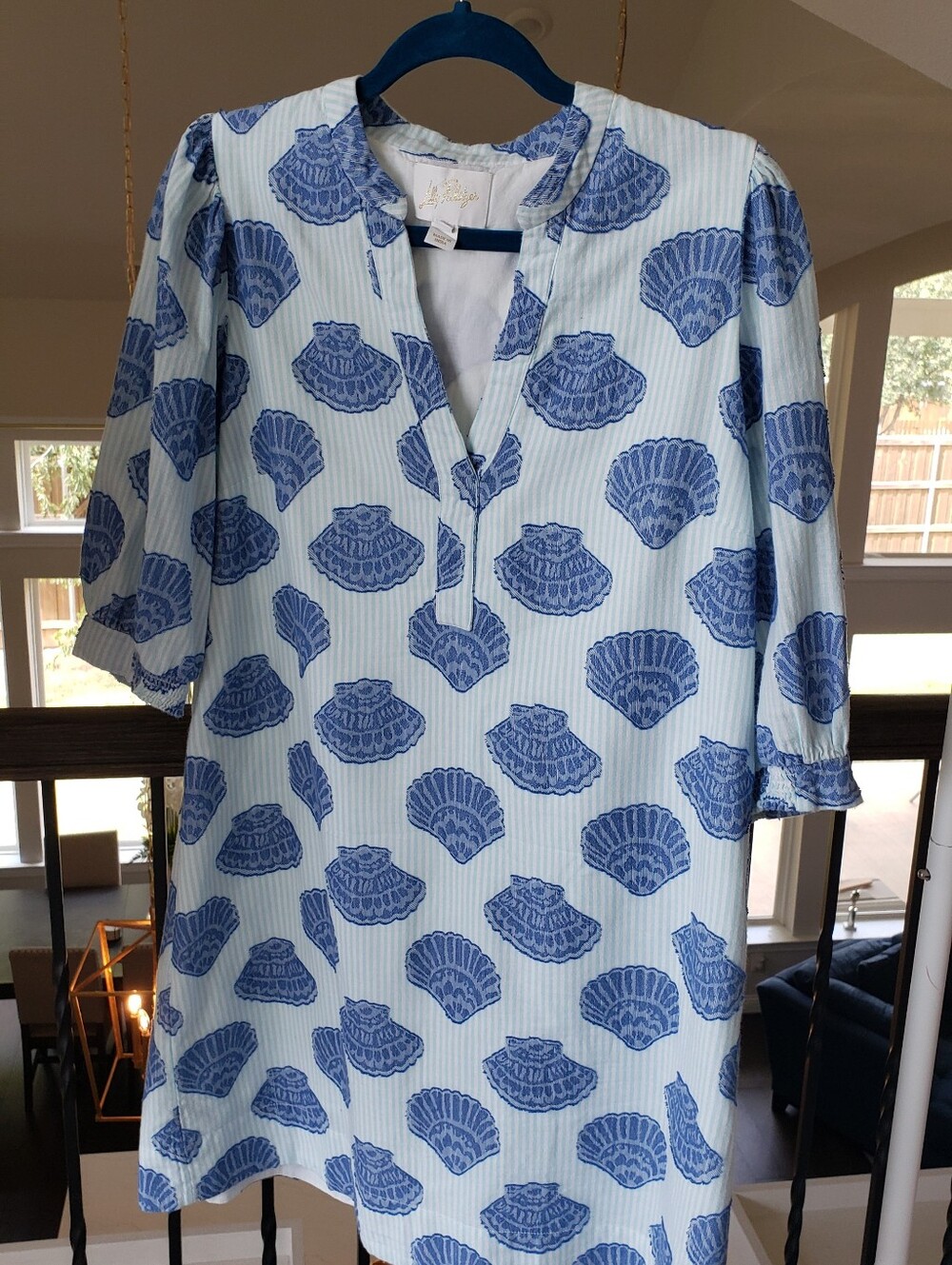 Lilly Pulitzer Light Blue Shell-Print Mialeigh Dress